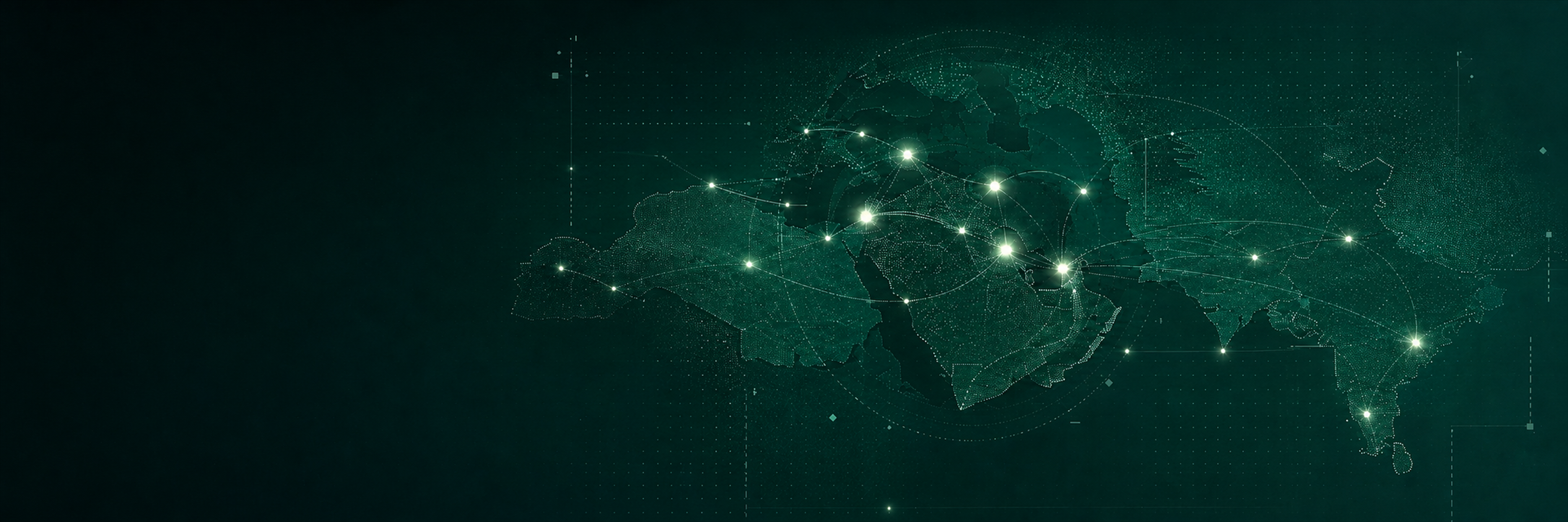 Network map spanning North Africa, the Middle East, and South Asia